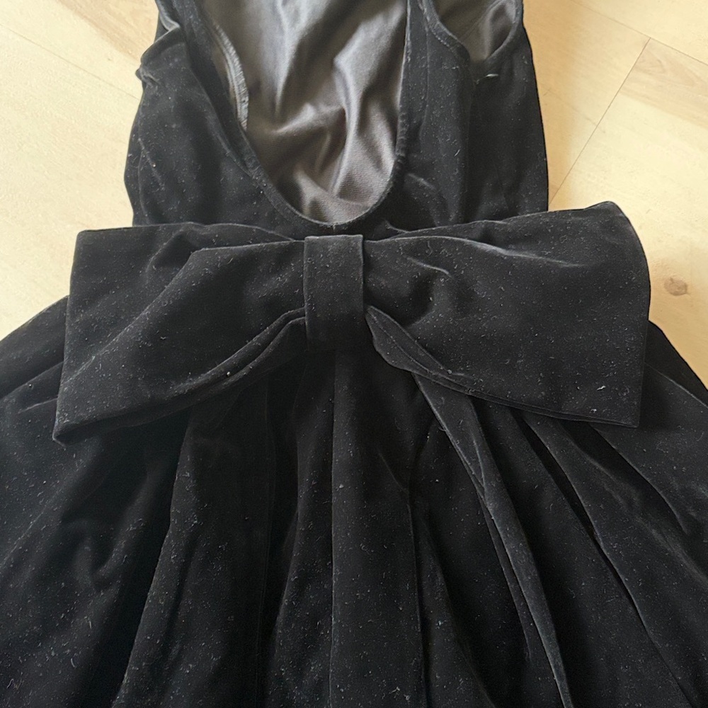 Cider Velvet boatneck Big Bow Tie back midi dress juniors sz XXS black nwt - Picture 4 of 8